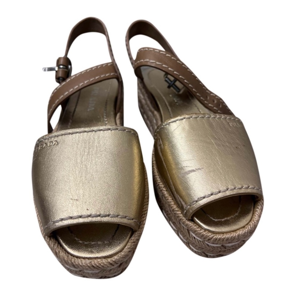 Prada Gold Platform Sandals